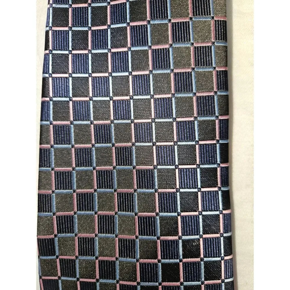 ERMENEGILDO ZEGNA Lot of 2 Ties 100% Silk Squares and Diamonds Duo